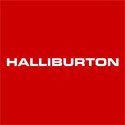 A red square with the word halliburton written in white.
